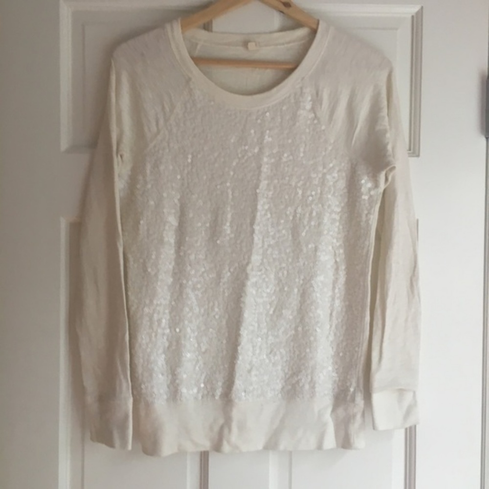 J. Crew White Sequined Long Sleeve Shirt!